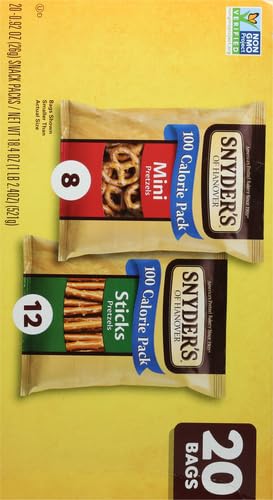 Snyder's of Hanover Pretzels, Minis and Sticks 100 Calorie Packs, 20 Ct Variety Pack (Pack of 2)