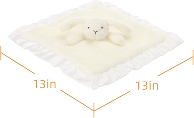 Apricot Lamb Stuffed Animals Soft Security Blanket White Bunny Rabbit Infant Nursery Character Blanket Luxury Snuggler Plush(White Bunny, 14 Inches)