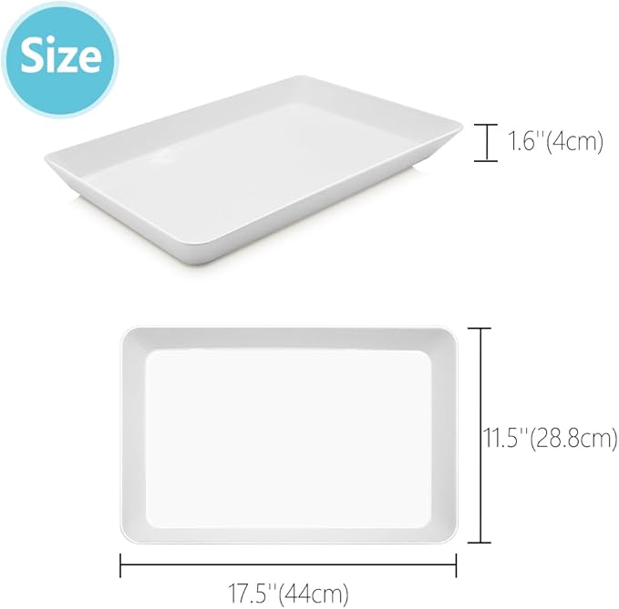 Serving Tray Platter, 17.5'' x 11.5'' x 1.6'', 5 Pcs Food Tray for Veggie Fruit Snack Dessert Cookie Cheese, Food Trays for Party Supplies Display, Large Platters for Serving Food, BPA Free