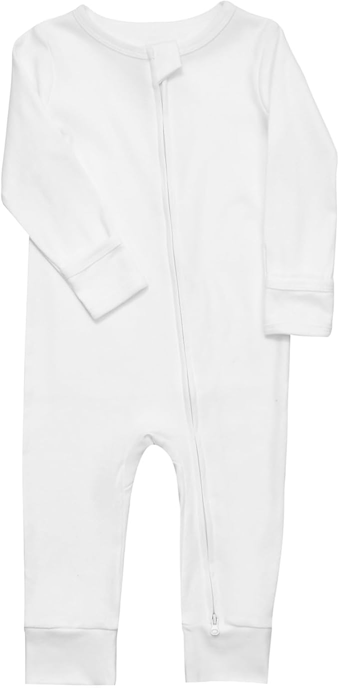 Aablexema Baby Cotton Fooltess Pajamas with Mitten, 3-pack Infant Romper Zip Up One Piece Jumpsuits Outfit