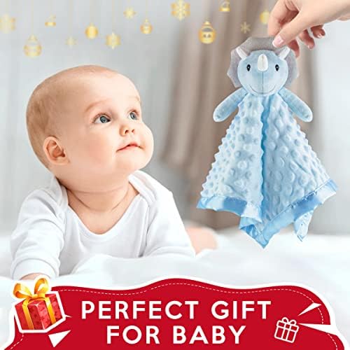Pro Goleem Loveys for Babies - Soft Security Blanket Baby Snuggle Toy Newborn Stuffed Animals Baby Gifts for Boys and Girls, Triceratops Dinosaur, 16 Inch