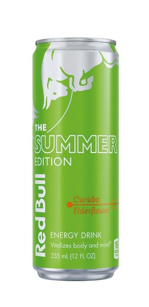 Red Bull Green Edition Energy Drink, Curuba Elderflower, with 114mg Caffeine plus Taurine & B Vitamins, 12 Fl Oz, Pack of 4 Cans