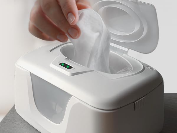 Baby Wet Wipe Warmer and Wet Wipe Dispenser, Advanced Features - 4 Bright Auto Off LED Ample Lights for Nighttime Changes, Dual Heat for Baby's Comfort, Improved Design and Only at Amazon