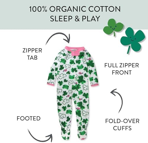 HonestBaby Baby Celebration Sleep & Play Footed One-Piece Pajama Sleeper 100% Organic Cotton