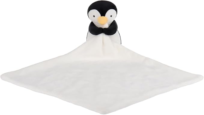 Apricot Lamb Stuffed Animals Security Blanket Black Penguin Infant Nursery Character Blanket Luxury Snuggler Plush(Black Penguin)