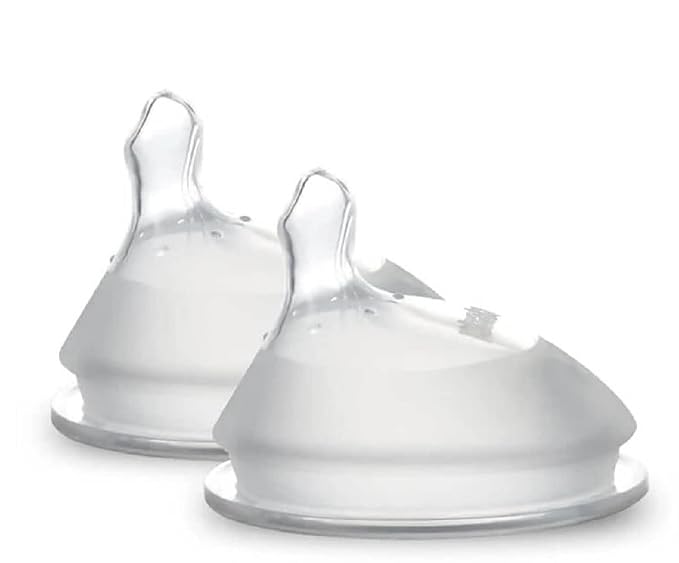 Haakaa Generation 3. Silicone Baby Bottle Nipples, Orthodontic, Anti-Colic, Wide Neck, 100% Medical Grade Silicone, Fit All Haakaa Baby Bottles, 2 PK (Size L (2-Pieces))