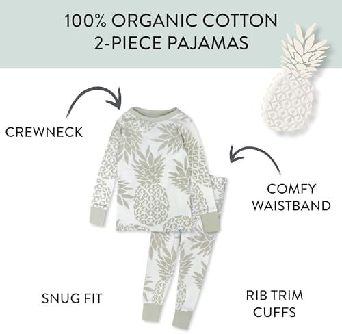 HonestBaby Classics 2-Piece Pajamas Sleepwear Pjs 100% Organic Cotton for Baby, Toddler, Kids