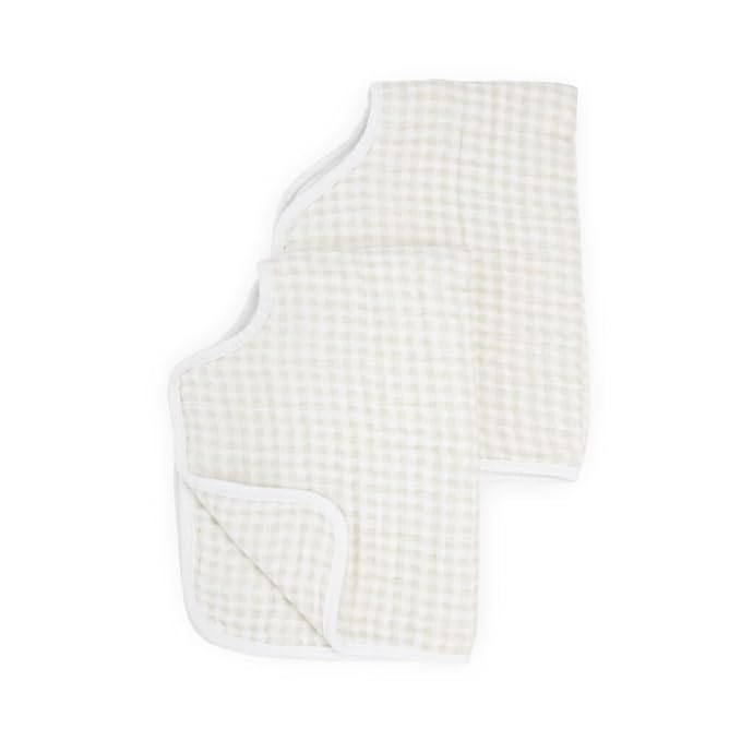 Little Unicorn Ultra-Absorbent Premium Burp Cloth 2 Pack | Soft on Baby's Skin | Larger Size | Ergonomic Design | Set of 2 (Tan Gingham)
