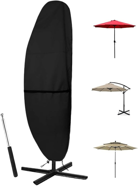 Cantilever Umbrella Parasol Cover - 600D Waterproof, Anti-UV for 12-14 Feet(Black)