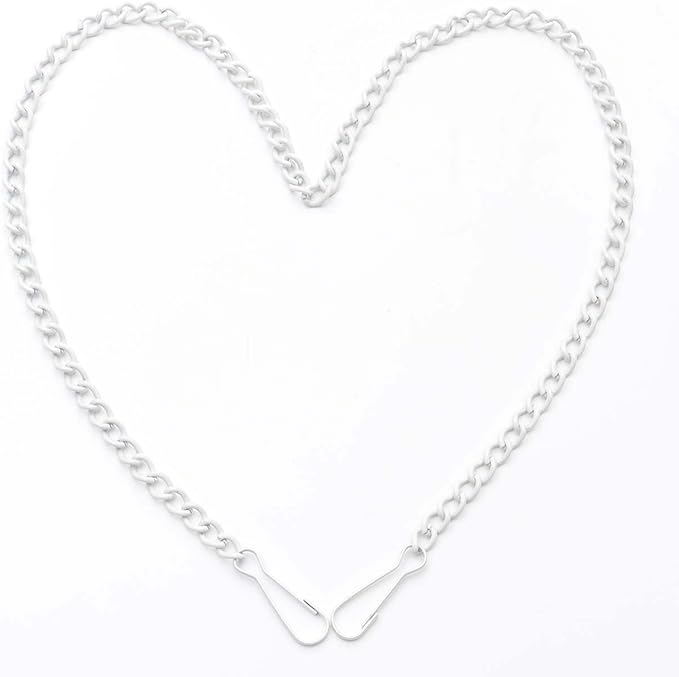 Bieye Metal Chain with Safety Hooks for Tiffany Style Stained Glass Window Panel Hangings, 30 inches Long White Plating, Chain005