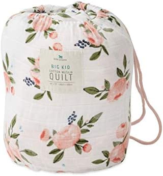 Little Unicorn Premium Quilted Throw | Super Soft, Multi-Layered Muslin XL Blanket| Great for Kids & Families (Watercolor Roses)