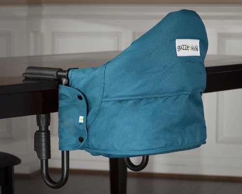 guzzie+Guss Perch Clip On Table Chair – Easy and Secure Setup for Travel (Including Restaurants, Picnics), at Home (Kitchen Islands, Dining Tables) with Machine Washable Fabric, Aqua