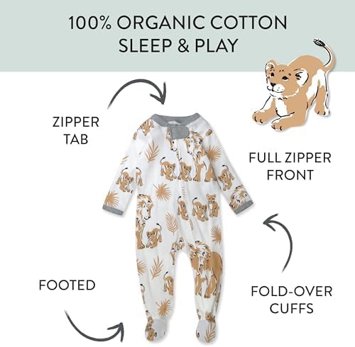HonestBaby Sleep & Play Footed One-piece Pajama Sleeper 100% Organic Cotton, Baby Boys