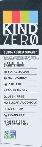 KIND ZERO Added Sugar Bars, Dark Chocolate Nuts and Sea Salt, Keto Friendly Snacks, Gluten Free, 5g Protein, 5 Count (Pack of 2)