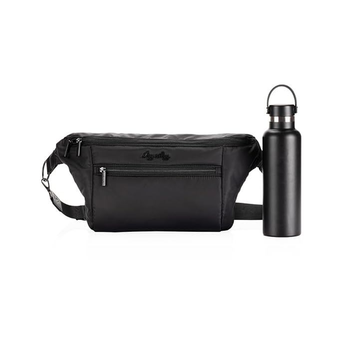 Itzy Ritzy Adjustable Strap-Wear as a Crossbody, Belt Shoulder Bag, Black, Small