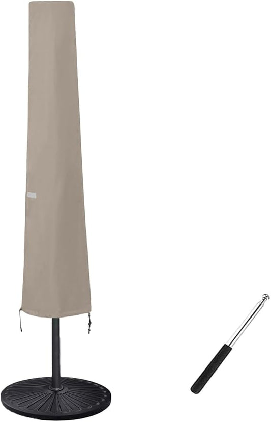 Patio Umbrella Covers for 10ft to 11ft Patio Umbrellas, Waterproof and Durable Market Parasol Ourdoor Umbrella Covers with Zipper and Rod