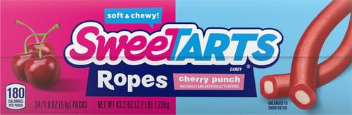 SweeTARTS Soft and Chewy Ropes, Cherry Punch Flavor, 1.8 Ounce Pouches (Pack of 48)