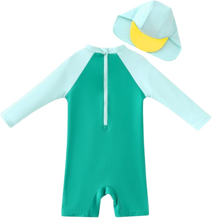 UMELOK Baby Boys UPF 50+ Sun Protection One Piece Rashguard Swimsuit with Snap Bottom