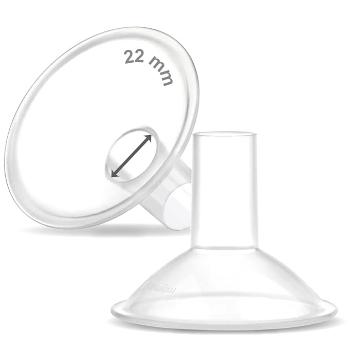 Maymom MyFit Crater Series 22 mm 2xTwo-Piece Small Breastshield Compatible with Medela Breast Pumps. Long Nipple Tunnel (44mm) Best for Elastic Nipples