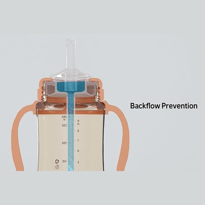 No-spill, Backflow prevention Sippy Cup with Straw, PPSU Learner Cup with Handle for Baby and Toddlers, BPA free, 6.76oz (Cloud)