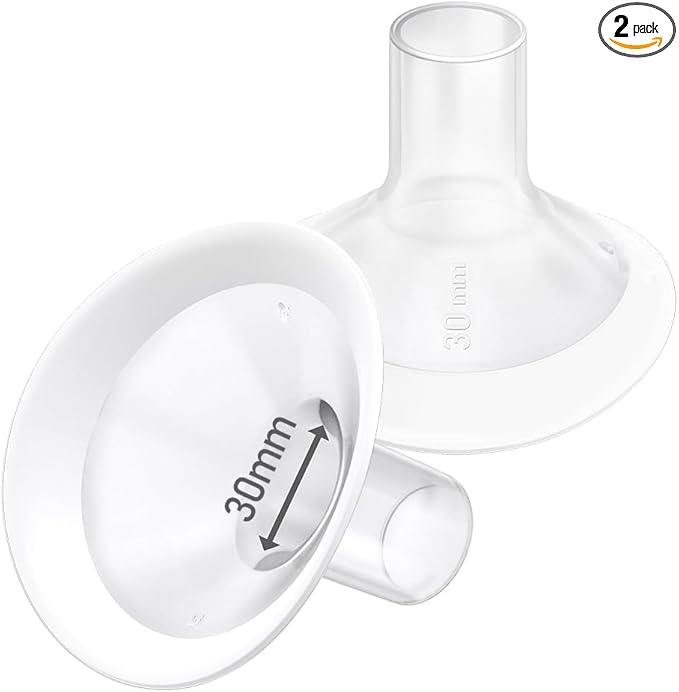 2pcs 30mm Soft Rim Flanges with 106 Degree Wider Opening Angle for Medela Breast Pump, PersonalFit, Freestyle, Maxflow, Freestyle Flex Swing Maxi Connector,Lansinoh Signature Pro
