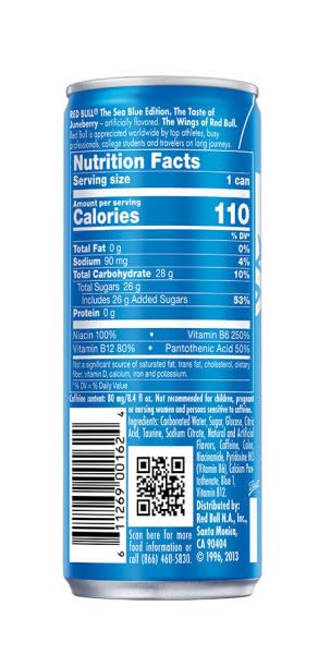 Red Bull Sea Blue Edition Energy Drink, 8.4 Fl Oz, 24 Cans (6 Packs of 4)