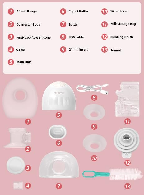 Breast Pump, Wearable Breastfeeding Pump, Electric Breast Pumping, Hands Free Breast Pump with 4 Modes & 9 Levels - Rechargeable Milk Pump, Smart Display for Moms, 24mm 2 Pack