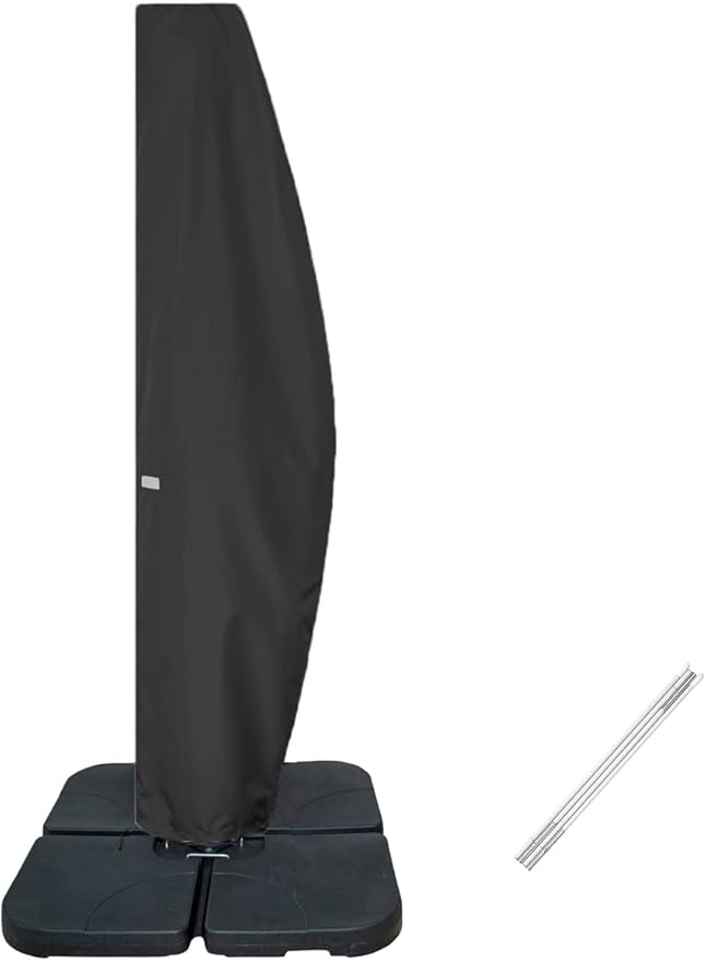 Patio Umbrella Cover for 9ft to 11ft Offset Umbrella, Water Resistant, Curved Cantilever and Straight Pole Parasol Outdoor Umbrellas Cover with Zipper and Rod