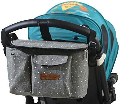 Miracle Baby Stroller Organizer Bag for Mom,Universal Stroller Storage Caddy Diaper Bag- Compatible with Most Stroller - Multifunctional Larg(Gray White Star)
