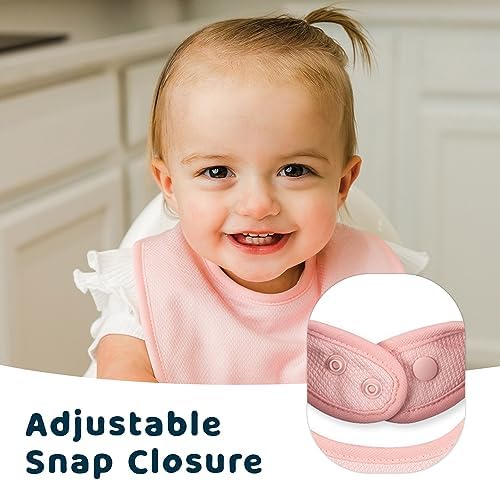 Tiny Twinkle 8 Pack Baby Food Bibs for Eating - Waterproof & Absorbent 6-12 Months Infant Bibs, OEKO-TEX Certified Drooling Bibs for Baby Led Weaning(Girl Sherbet 8-Pack)