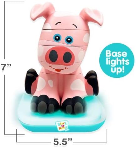Stack-a-Roos Baby Pig by Salus Brands - Animal Stacking Toy, Educational Early Learning Toy for Infants Babies Toddlers, Age 12+ Months - Great Baby Gifts. STEM Toy