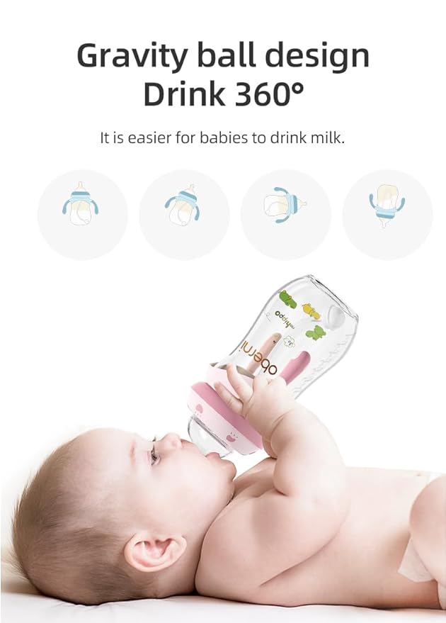 Baby Bottles, Weighted Straw Toddler Milk Bottles with Non-Slip Handle, Size + Variable Fast Flow, 12+ Months, BPA-Free, Blue/2Pack/9oz