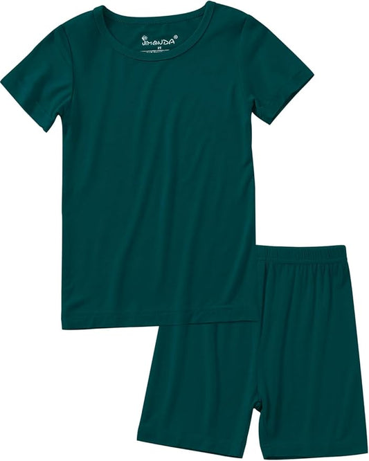 Jimonda Toddler Kids Girls Boys Pajamas Sets Soft Comfy Jammies Tencel Solid Raglan Sleepwear Pajamas Pjs 2pcs Set 18M-8Y