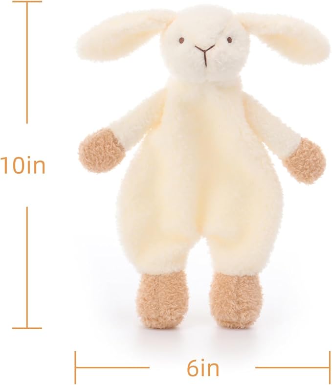Apricot Lamb Stuffed Animals Security Blanket White Bunny Rabbit Infant Nursery Character Blanket Luxury Snuggler Plush(White Bunny, 10 Inches)