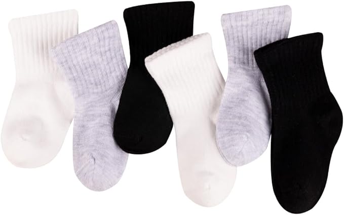 Bella Seamless-Toe Turkish Cotton Ribbed Crew Socks - Stylish and Cozy 6-Pack Baby & Toddler Socks
