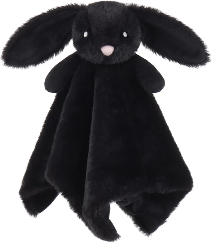 Apricot Lamb Black Bunny Blanket Soft Loveys for Babies, Security Blanket for Baby Boy and Girl, Infant and Toddlers 13.8x13.8 Inches