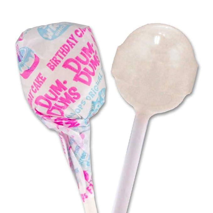 Dum Dums Birthday Cake Lollipops - Bulk Candy Bag with Lollipops Individually Wrapped, Single Flavor Gourmet Suckers - 50 Count