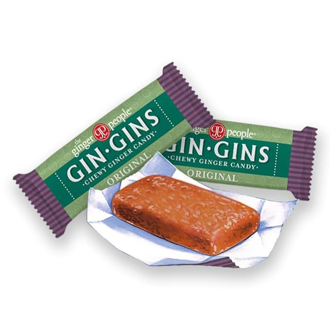 GIN GINS Original Ginger Chews – Natural Fresh Ginger Candy by The Ginger People – Individually Wrapped Healthy Candy – Original Flavor – Large 1 lb Bag (16oz) – Pack of 2