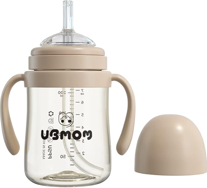 No-spill, Backflow prevention Sippy Cup with Straw, PPSU Learner Cup with Handle for Baby and Toddlers, BPA free, 6.76oz (Chocolate)