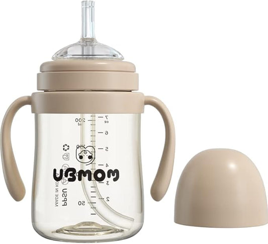 No-spill, Backflow prevention Sippy Cup with Straw, PPSU Learner Cup with Handle for Baby and Toddlers, BPA free, 6.76oz (Chocolate)