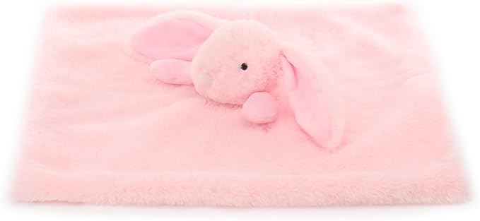 Apricot Lamb Stuffed Animals Pink Bunny Rabbit Security Blanket Infant Baby Lovey (Pink Bunny)