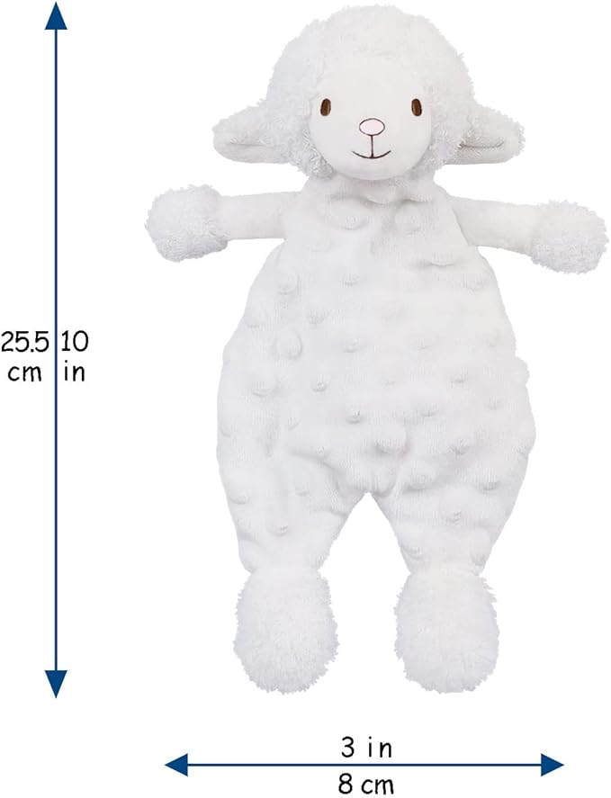 Baby White Lamb Soft Stuffed Animal Security Blanket, Plush Sheep Character Lovey Blanket, Baby Shower/Nursery Gift, Newborn Infant Toddler Snuggle Blankie for Boys Girls, 10 Inches
