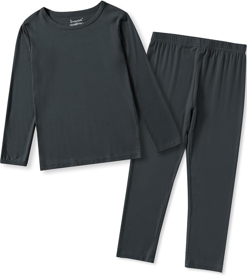 Jimonda Toddler Kids Girls Boys Pajamas Sets Soft Comfy Jammies Tencel Solid Raglan Sleepwear Pajamas Pjs 2pcs Set 18M-8Y