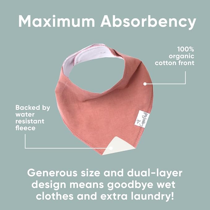 Copper Pearl 4 Pack Soft Cotton Baby Bibs for Drooling and Teething, Absorbent Drool Bibs for Baby Girl and Boy, Adjustable to Fit Newborns to Toddlers, Tons of Styles (Jade)