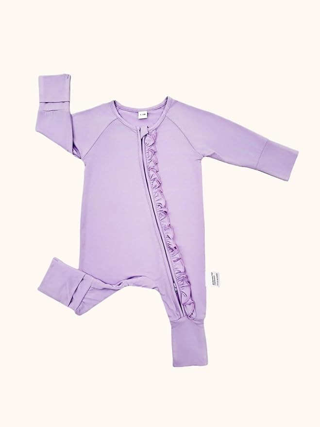 Bow Dream Bamboo Rayon Baby Boy Romper Footed Long Sleeve Footies Newborn Girl Clothes Footless with Zipper and Mitten Cuffs