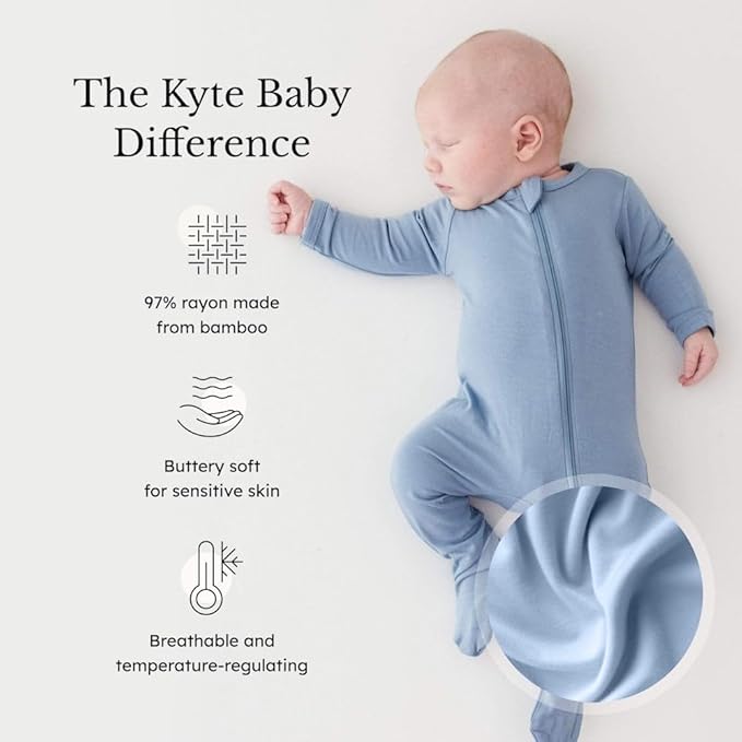 KYTE BABY Unisex Zipper Closure Footies, Rayon Made From Bamboo, 0-24 Months