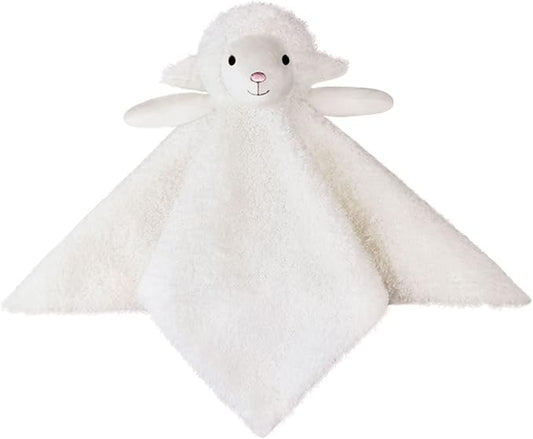 Baby White Lamb Soft Stuffed Animal Security Blanket, Plush Sheep Character Lovey Blanket, Baby Shower/Nursery Gift, Newborn Infant Toddler Snuggle Blankie for Boys Girls, 14 Inches