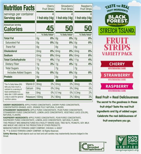 Black Forest Stretch Island Fruit Strips Variety Pack, 12 Count (Pack of 2)