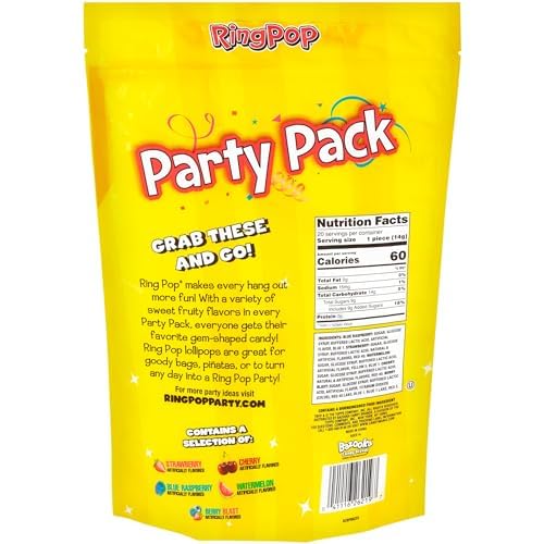 Ring Pop Individually Wrapped Bulk Lollipop- Variety Party Pack, 20 Lollipops per Bag (Case of 12 Bags)