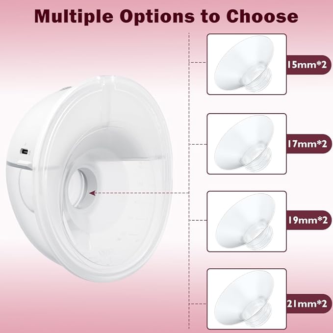 Two Full Breast Pump Parts only Compatible with Momcozy M5 Breast Pump, Not for Others,Including 8pcs Flange Inserts 15/17/19/21mm*2, 24mm Flange*2, Collector*2, Duckbill Valve*2,Diaphragm*2